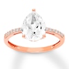 Thumbnail Image 0 of Lab-Created White Sapphire Ring Pear/Round 10K Rose Gold