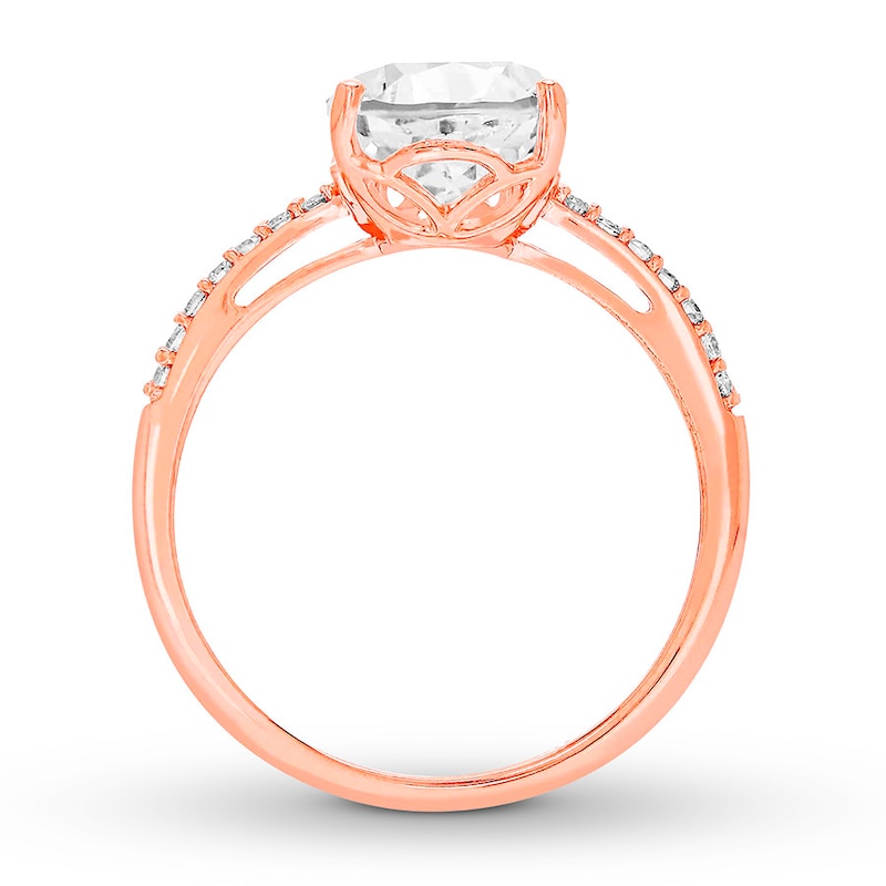 Main Image 2 of Lab-Created White Sapphire Ring Pear/Round 10K Rose Gold