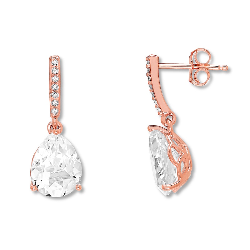 Main Image 1 of Lab-Created White Sapphire Earrings 10K Rose Gold
