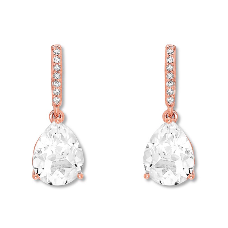 Main Image 2 of Lab-Created White Sapphire Earrings 10K Rose Gold