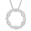 Thumbnail Image 0 of Lab-Created White Sapphire Circle Necklace 10K White Gold