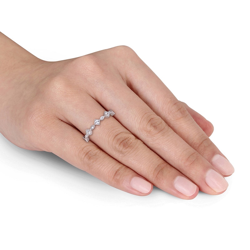 Lab-Created White Sapphire Ring 10K White Gold