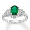 Thumbnail Image 1 of Lab-Created Emerald Ring Lab-Created Sapphires Sterling Silver