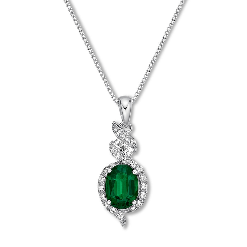 Lab-Created Emerald Necklace Sterling Silver