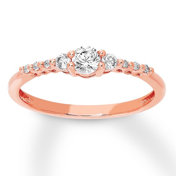 Lab-Created White Sapphire Ring 10K Rose Gold