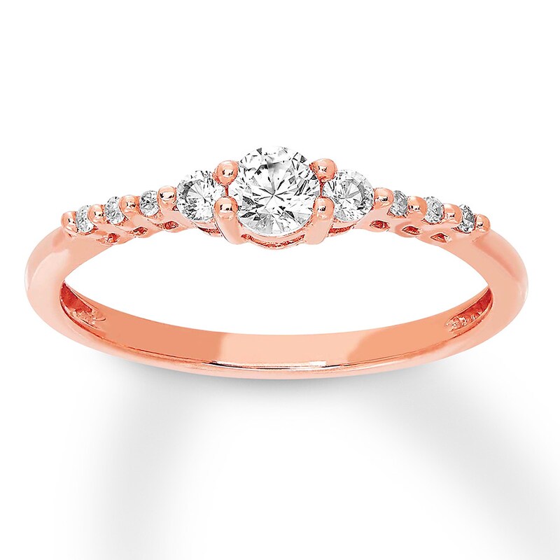 Main Image 1 of Lab-Created White Sapphire Ring 10K Rose Gold