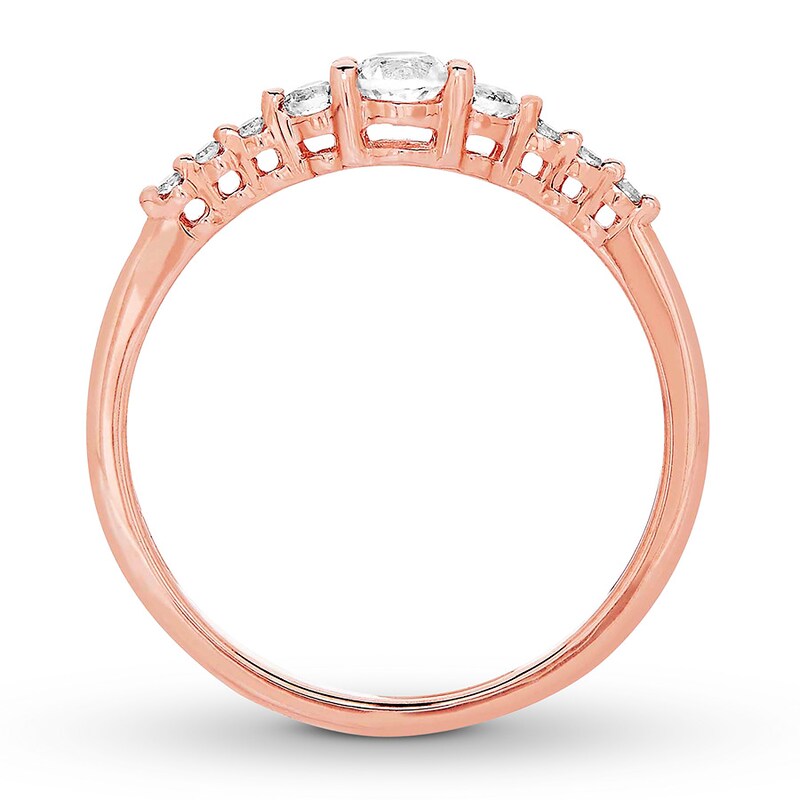 Main Image 2 of Lab-Created White Sapphire Ring 10K Rose Gold