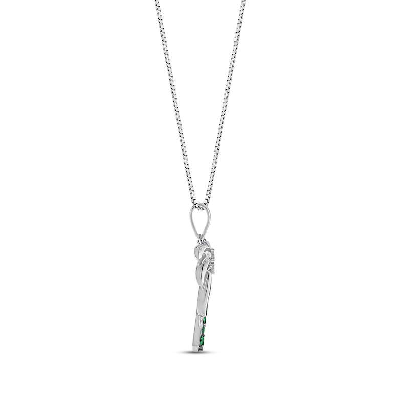 Main Image 2 of Palm Tree Necklace Lab-Created Emeralds Sterling Silver