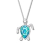 Thumbnail Image 0 of Sea Turtle Necklace Lab-Created Blue Opals Sterling Silver