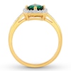 Thumbnail Image 1 of Lab-Created Emerald Ring 1/8 ct tw Diamonds 10K Yellow Gold