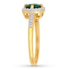 Thumbnail Image 3 of Lab-Created Emerald Ring 1/8 ct tw Diamonds 10K Yellow Gold