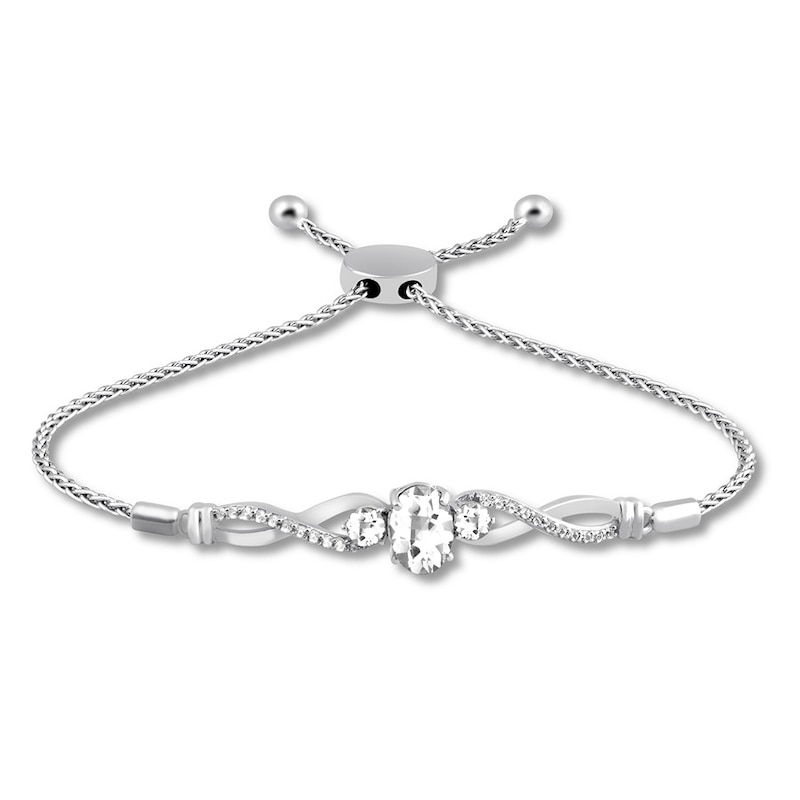 Lab-Created White Sapphire Bolo Bracelet Sterling Silver