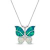 Thumbnail Image 0 of Butterfly Necklace Lab-Created Opals Sterling Silver