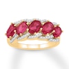 Lab-Created Ruby Ring 1/6 ct tw Diamonds 10K Yellow Gold