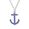 Thumbnail Image 0 of Lab-Created Sapphire Anchor Necklace Sterling Silver