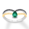 Lab-Created Emerald Ring with Diamonds Sterling Silver/10K Gold