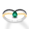 Thumbnail Image 1 of Lab-Created Emerald Ring with Diamonds Sterling Silver/10K Gold