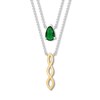 Thumbnail Image 1 of Lab-Created Emerald Layered Necklace Sterling Silver & 10K Yellow Gold