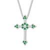 Thumbnail Image 1 of Lab-Created Emerald Cross Necklace Sterling Silver