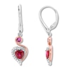 Thumbnail Image 1 of Lab-Created Ruby Earrings 1/8 cttw Diamonds St. Silver/10K Gold