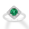 Thumbnail Image 0 of Lab-Created Emerald Ring Lab-Created Sapphires Sterling Silver