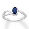 Natural Sapphire Ring 1/15 ct tw Diamonds 10K White Gold