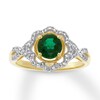 Lab-Created Emerald Ring Lab-Created White Sapphires 10K Gold