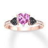 Lab-Created Pink Sapphire Heart Ring Black Onyx 10K Rose Gold