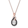 Thumbnail Image 0 of Lab-Created White Sapphire Necklace Black Onyx 10K Rose Gold