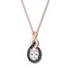 Thumbnail Image 1 of Lab-Created White Sapphire Necklace Black Onyx 10K Rose Gold