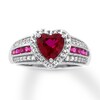 Thumbnail Image 1 of Lab-Created Ruby Ring Lab-Created Sapphires Sterling Silver
