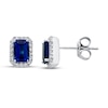 Thumbnail Image 0 of Blue & White Lab-Created Sapphire Earrings 10K White Gold
