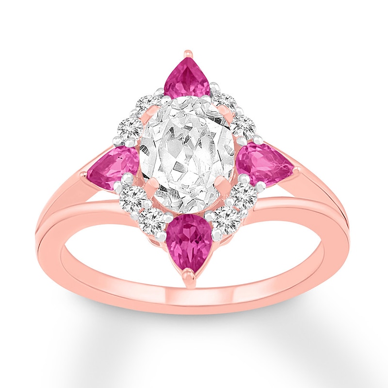 Pink & White Lab-Created Sapphire Ring 10K Rose Gold