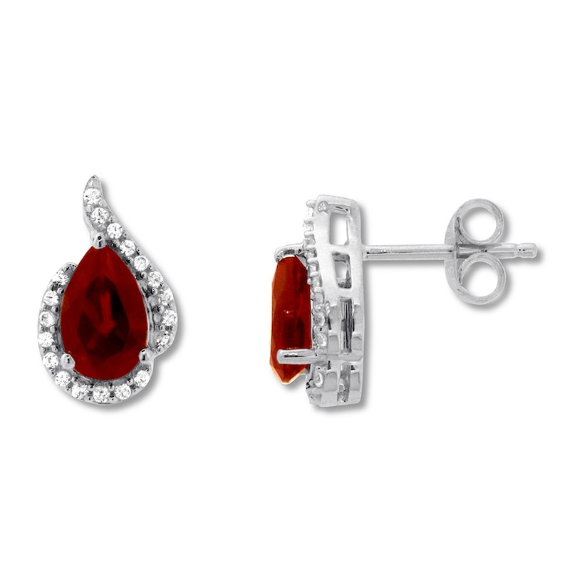 Main Image 1 of Lab-Created Ruby Earrings Lab-Created Sapphires Sterling Silver