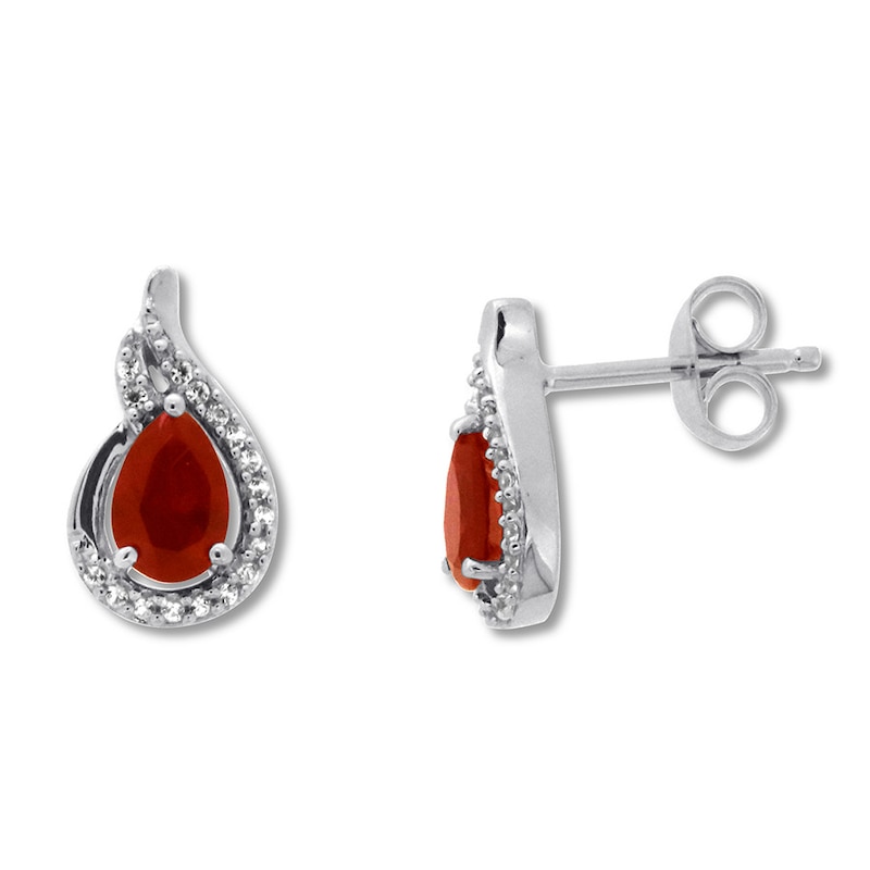 Main Image 1 of Lab-Created Ruby Earrings Lab-Created Sapphires Sterling Silver