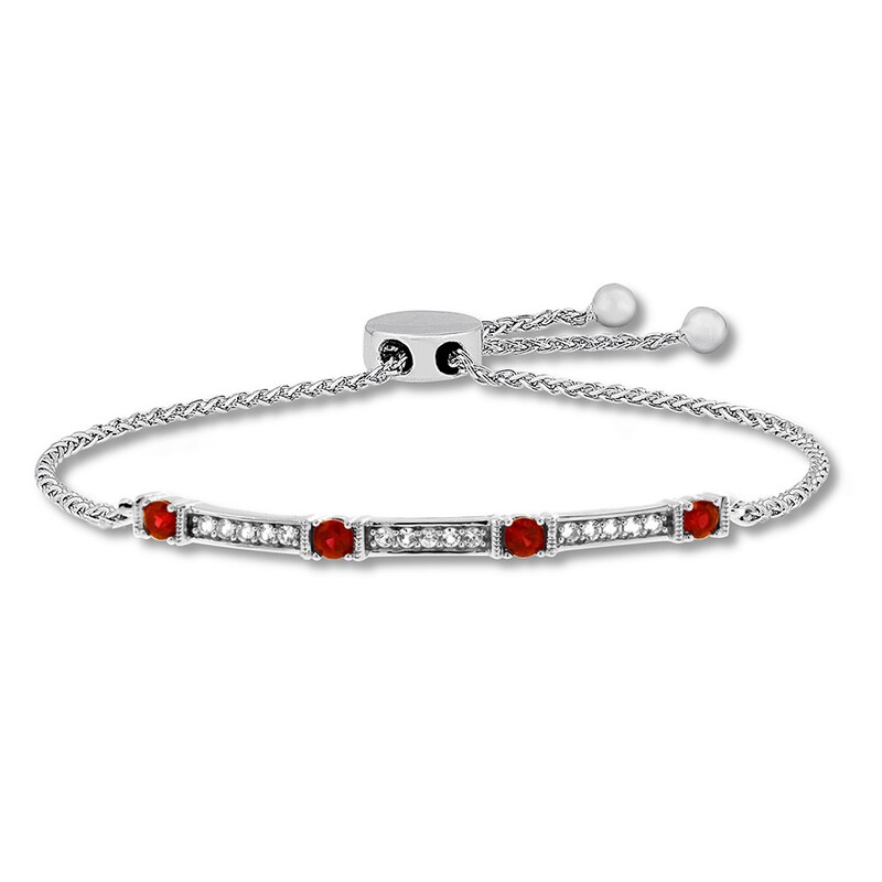 Main Image 1 of Lab-Created Ruby Bolo Bracelet Sterling Silver