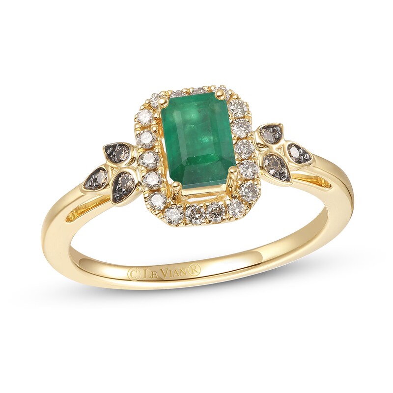 Le Vian Emerald Ring 1/5 ct tw Diamonds 14K Honey Gold