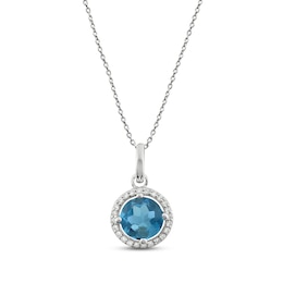 Blue Topaz & Lab-Created White Sapphire Necklace 18&quot;