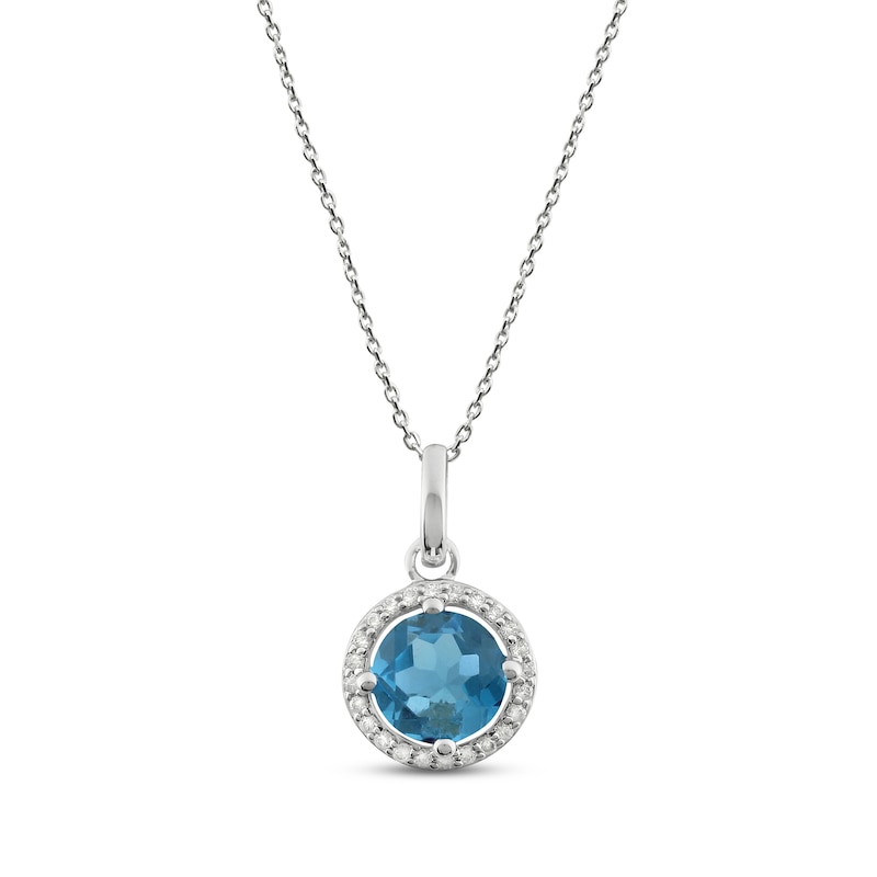 Blue Topaz & Lab-Created White Sapphire Necklace 18"
