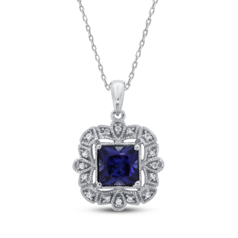 Lab-Created Sapphire Necklace Sterling Silver 18"