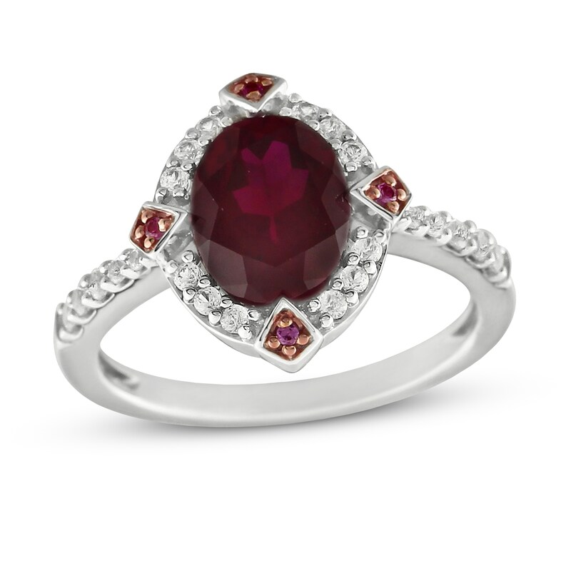 Lab-Created Ruby & Lab-Created White Sapphire Ring Sterling Silver