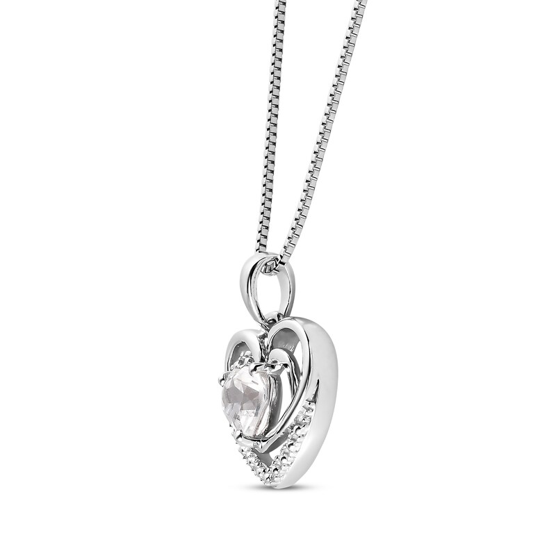 Lab-Created White Sapphire Heart Necklace Sterling Silver 18"