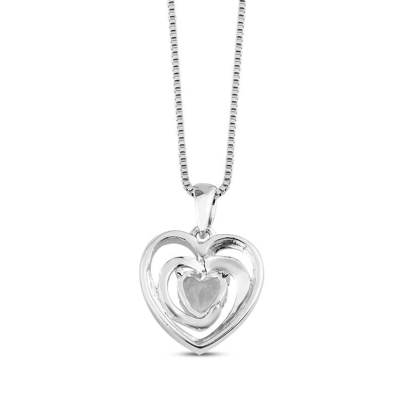 Lab-Created White Sapphire Heart Necklace Sterling Silver 18"