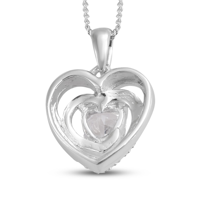 Lab-Created White Sapphire Heart Necklace Sterling Silver 18"