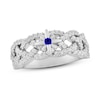 Thumbnail Image 1 of True North Star Ring Lab-Created Blue Sapphire 1/2 ct tw Diamonds 10K White Gold