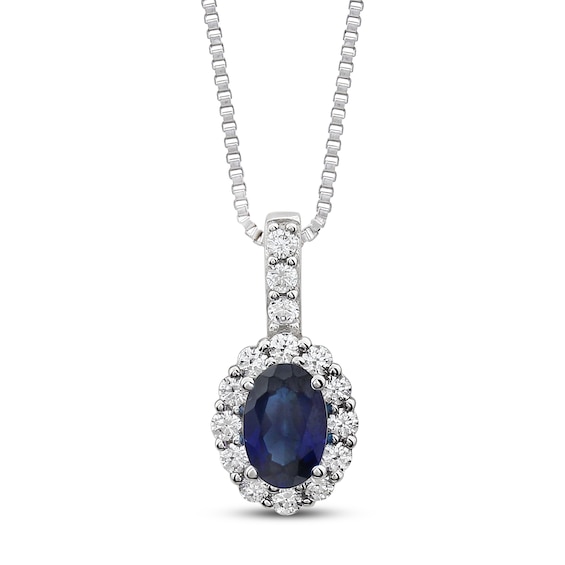 Blue & White Lab-Created Sapphire Necklace Sterling Silver 18"