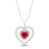 Thumbnail Image 0 of Lab-Created Ruby & Lab-Created White Sapphire Heart Necklace Sterling Silver 18"