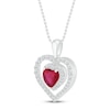 Thumbnail Image 1 of Lab-Created Ruby & Lab-Created White Sapphire Heart Necklace Sterling Silver 18"