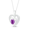 Thumbnail Image 2 of Amethyst & Lab-Created White Sapphire Heart Necklace Sterling Silver 18"