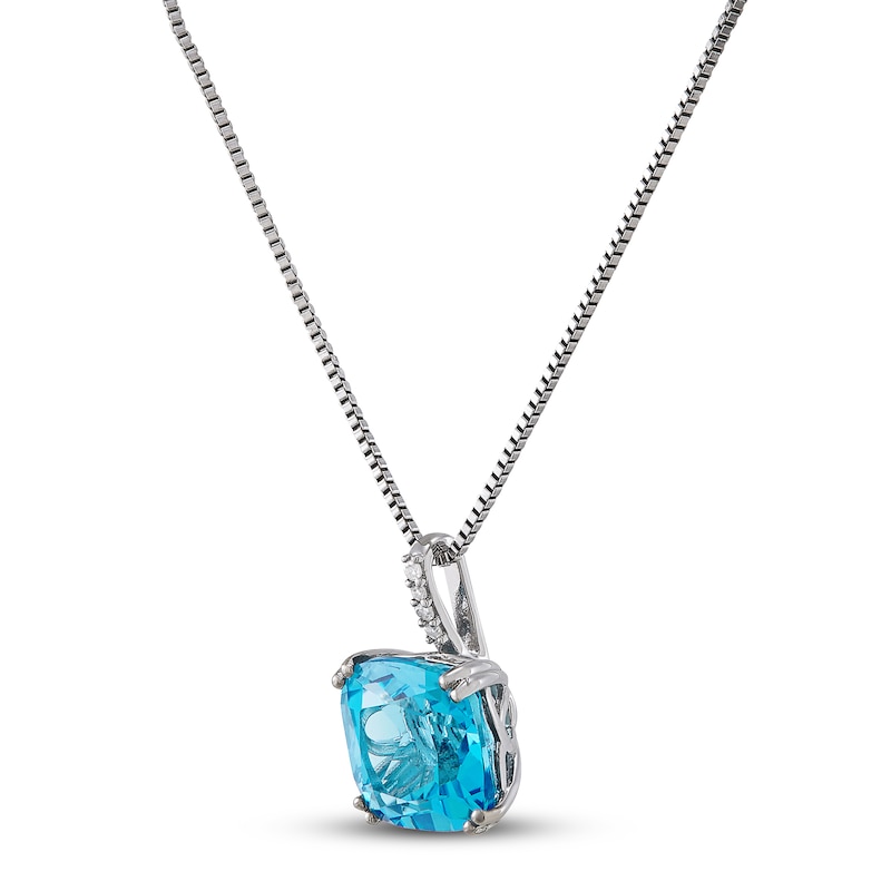 Sterling Silver Rhodium Created White Sapphire & Heart Cut Sky Blue Topaz 18 Necklace 
